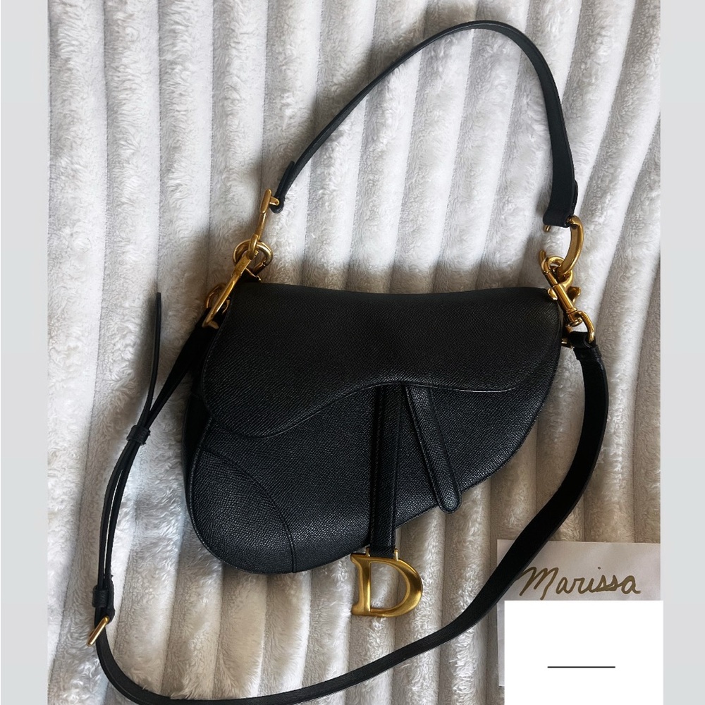 Dior Black Saddle Bag with Strap